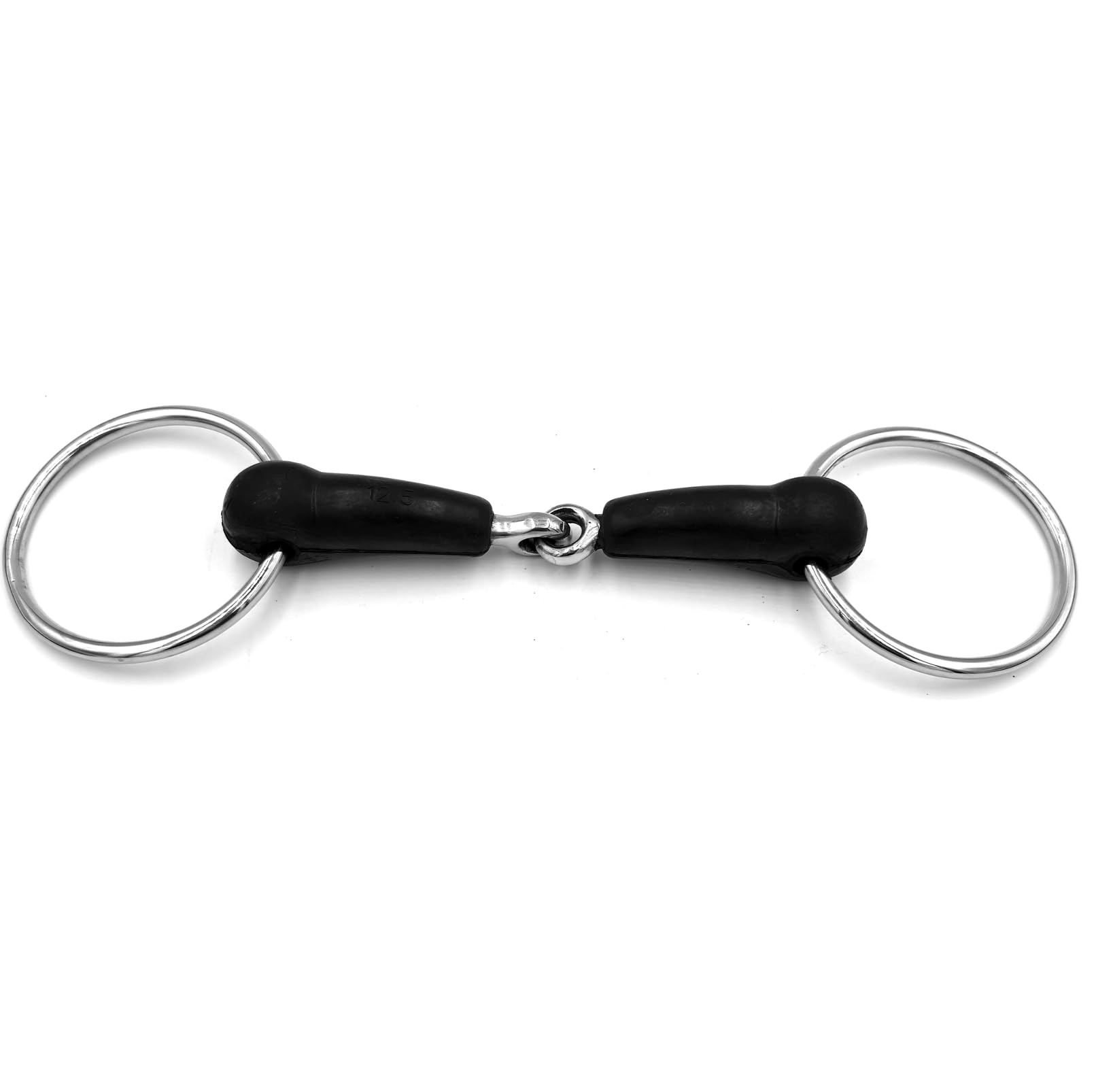 ES0233 Gebiss Wassertrense Gummigebisse Einfach Gebrochen mit Gummi aus Edelstahl Ringdurchmesser 65 mm Gebissstärke 20 mm (14.5 cm)