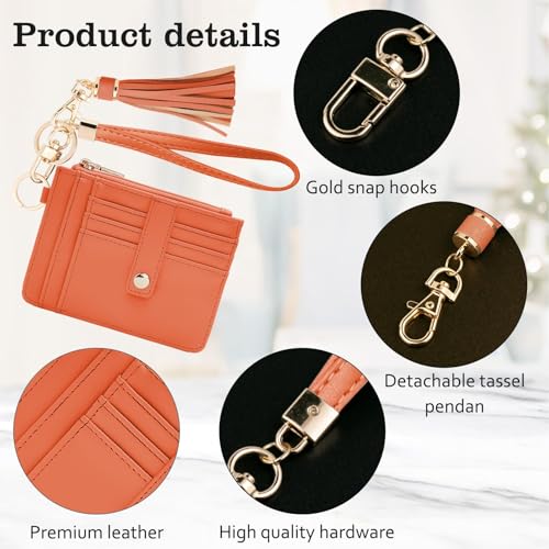Image of KNGITRYI Small Wristlet Wallets for Women RFID Credit Card Holder Wallet Keychain Wristlet Wallet Credit Card Wallets for Women (Coral)