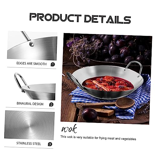 Wok de Acero Inoxidable con Doble Asa 32 cm miniatura 3
