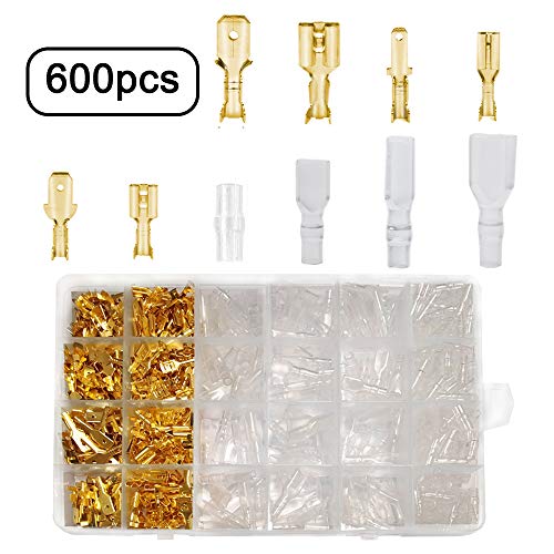 YIXISI 300 Piezas 2.8mm/4.8mm/6.3mm Terminales Eléctricos de Crimpado Kit,Terminales Eléctricos de Crimpado Kit Para Conector de Cable