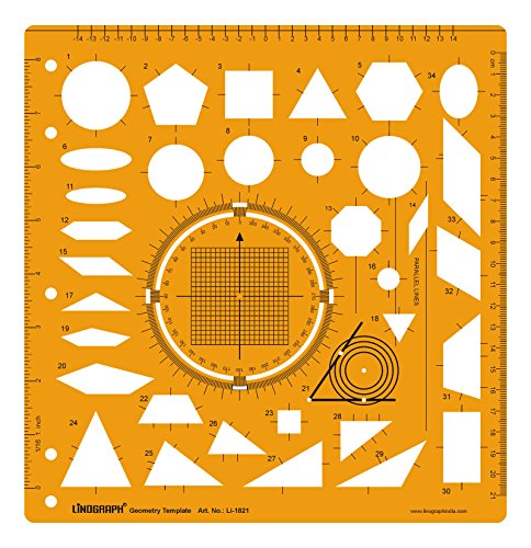 Linograph Geometry Master Template Ruler Drawing Symbols Drafting Stencil