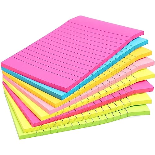 Notes adhésives lignées fluo 10,2 x 15,2 cm pour ne plus jamais oublier vos idées