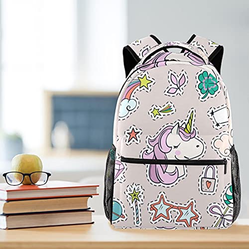 Sac à dos décontracté multicolore avec motif licornes et nuages - 6