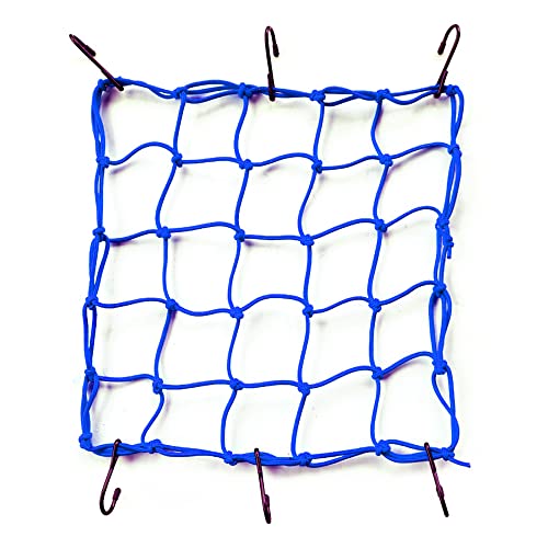 ONIPAX (オニパックス) 15インチ x 15インチ 高弾性バンジーカーゴネット フック6個付き 自転車オートバイ用 (ブルー, 1枚入りネット)