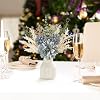 Mkono Small Artificial Flowers in Ceramic Vase 12.5 Centerpieces Coffee Table Decor, Silk Flower Arrangements for Home Decor Indoor Fake Flower Bouquet for Bathroom Dining Room Kitchen Wedding Blue