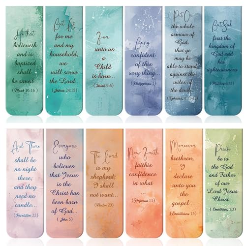 Pommyyn バイブル ブックマーク,マグネット式聖ページマーカー クリスチャン用しおり | 12枚のページマーカー 学校 オフィス 家庭 読書好き 女性 男性 子供 誕生日 クリスマス - 教師 学生 愛書家のための学校 オフィス 自宅 誕生日贈り物