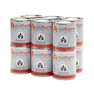 Real Flame Gel Fuel Cans – 12-Pack – Gelled Isopropyl Alcohol for Indoor or Outdoor Fireplaces