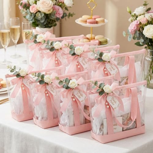 Image of Silkfly Clear Tote Bags Bulk, PVC Shoulder Handbag, Security Approved See Through Bag with Zipper Closure for Work
