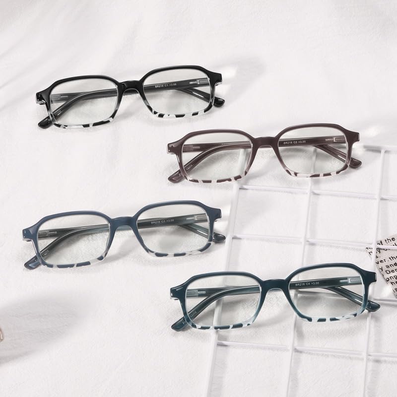 4 Pack Reading Glasses Blue Light Blocking Lightweight Rectangular Computer Reader for Men Women - Image 7