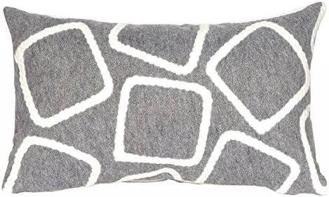 Liora Manne Visions I Squares Indoor/Outdoor Pillow, 12"X20", Black/Grey Silver