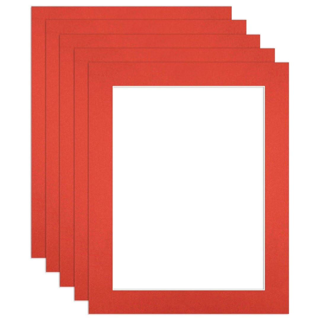 Procut Global 50x40cm Poppy Red Picture Mounts to Fit 40x30cm Aperture - Precision Cut Cardboard Photo Mount - Ideal for Frames, Prints, Artwork & Certificates - Sizes & Colours Available - 5 Pack