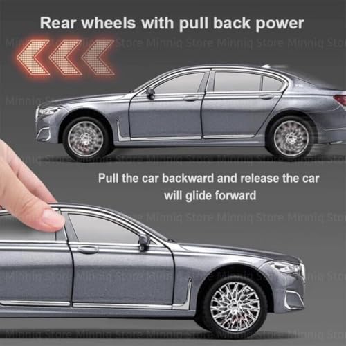 Image of LONGMIRE Metal Pull Back Diecast Car Pull Back Model with Sound Light Boys Gifts Toys for Kids Pack of 1, Multicolor (BMW 760LI)