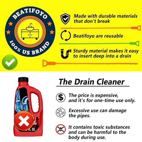 Drain Snake, Drain Clog Remover,Hair snake Tool Opener, sink snake for Sewer Kitchen Sink Bathroom Tub Toilet Clogged Drains Relief Cleaning Tool(1pc 25 Inch +1pc 20inch) - Image 4