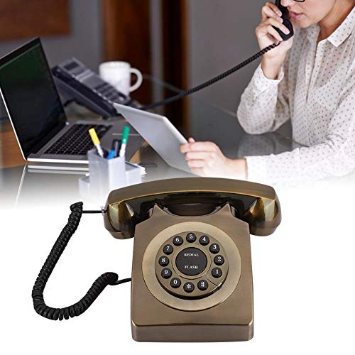 Teléfono de escritorio retro con cable y botones estilo vintage miniatura 5