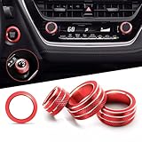 Polodunn for 2020-2025 2026 Toyota Corolla & 2022-2025 2026 Corolla Cross Accessories, 4pcs Aluminum Alloy Knob Cover Trim Set - Rearview Mirror Switch, AC & Push Start (Red)