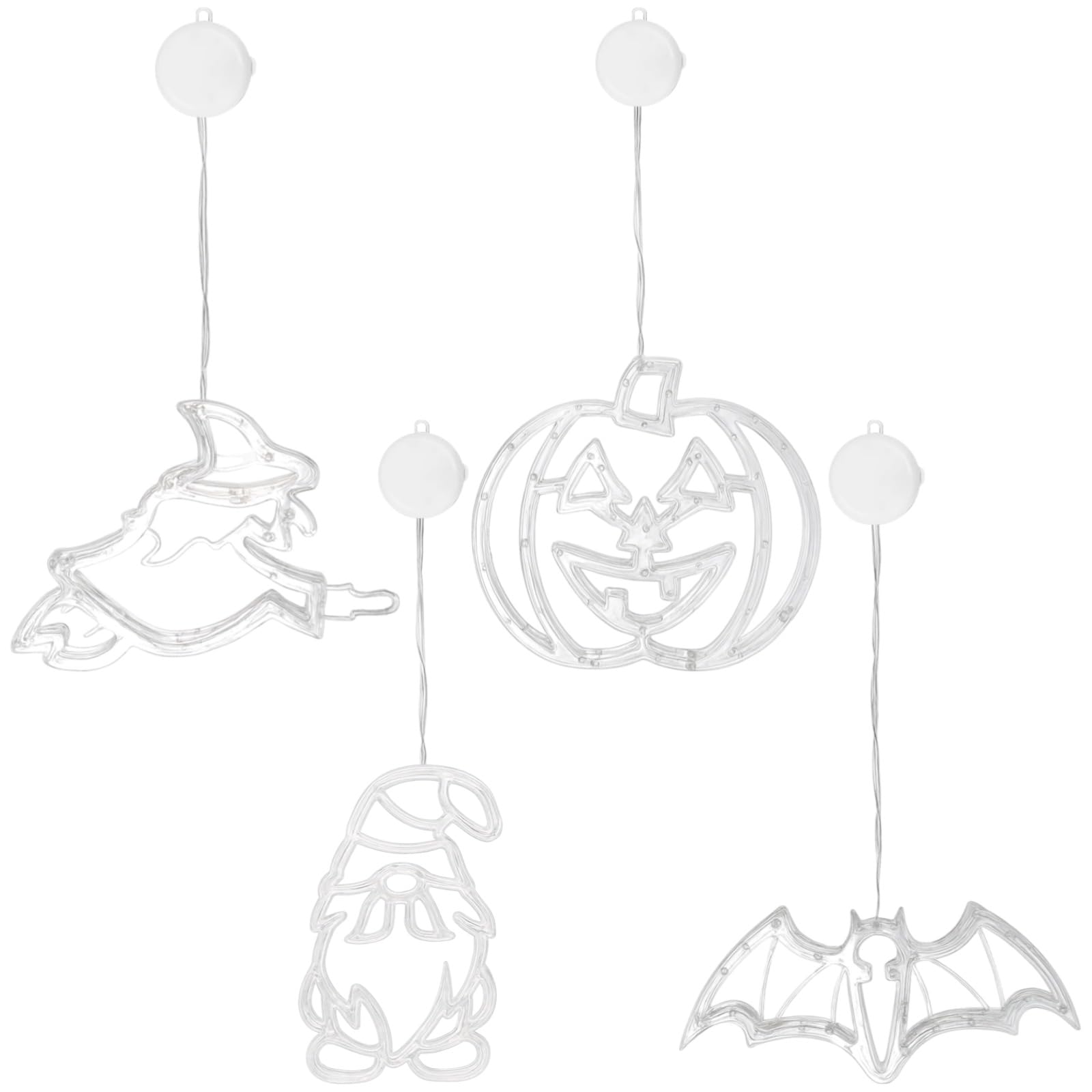 Generisch 4 STK. Halloween-Saugnapf-Leuchten, LED-Fensterdeko in Mehrfarben, gruselige Indoor-Deko aus Kunststoff, Festliche Ornamente für Zuhause, Partys und saisonale Displays