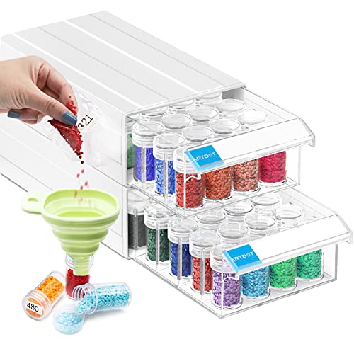 Image of ARTDOT 2-Pack Interlocking Storage Containers for Diamond Art Kits for Adults, 64 Slots Storage Box for Diamond Painting Accessories and Tools