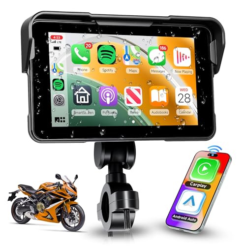 Rimoody Wireless Carplay Display Motociclo Android Auto, 5 Pollici Touchscreen Carplay Autoradio Portatile per...