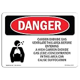 OSHA Danger Sign - Carbon Dioxide Gas Ventilate | Decal | Protect Your Business, Construction Site, Warehouse & Shop Area | Made in The USA