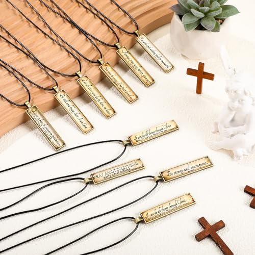 Sureio Vintage Bible Verse Necklace Bulk Religious Pendant Jewelry Christian Inspirational Prayer Gift for Women4