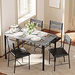 IRONCK Dining Table Set for 4, Wood Kitchen Table with Upholstered Chairs for Kitchen Room and Small Spaces, Grey - Image 3
