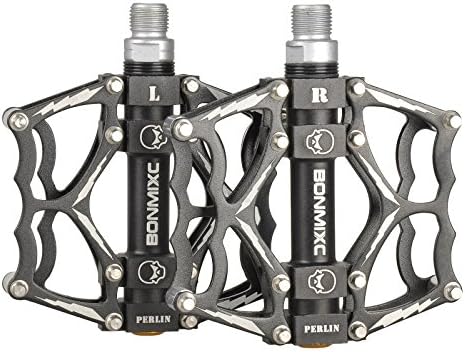 BONMIXC Mountain Bike Pedals Flat Bicycle Pedals Sealed Bearing Metal Platform Road Bike Pedals Black 9/16" Thread