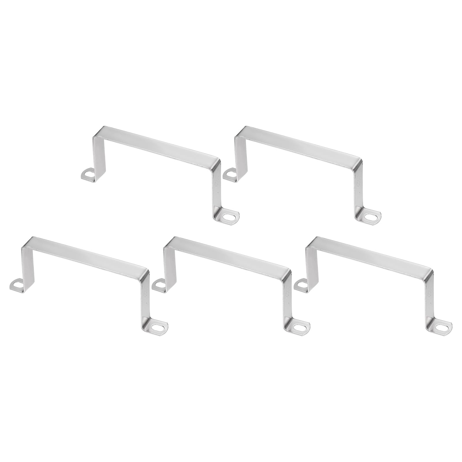 sourcing map 5pcs Square Pipe Clamp 120x60mm 304 Stainless Steel Square Tube Buckle U Shaped Tube Clamp Strut Connector for Pipe Hose Cable, Silver