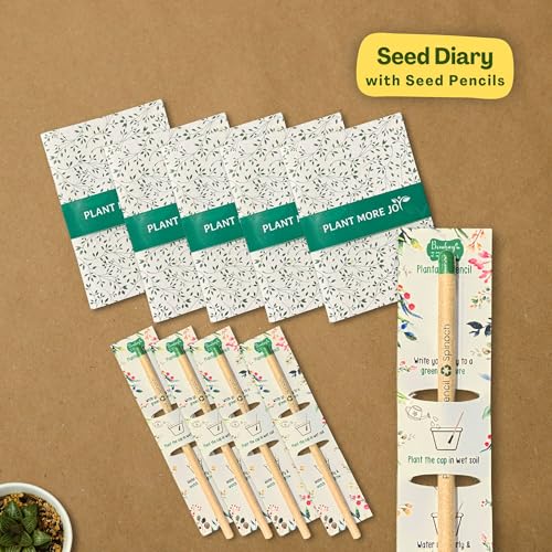 Image of Bombay Greens Seed Diary with Plantable Pencils Bio degradable Eco-Friendly Stationery for Corporate Gifting | Sustainable Gifts with Pencils Card - Pack of 5