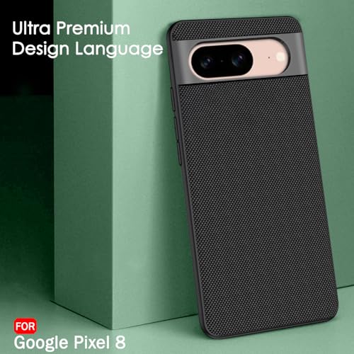 Image of TheGiftKart Back Cover Case for Google Pixel 8 | Slim & Lightweight | Ultra-Premium Design | Camera Protection Bump | Fabric Texture Case Cover (PC & TPU, Black)