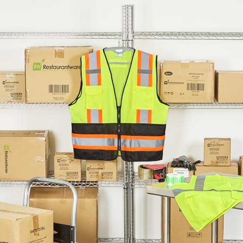 Image of Restaurantware Reflective Safety Vest 20 Count 29.213 x 30.315 Inches High Visibility Multi-Pocket Zipper Front Safety Vest
