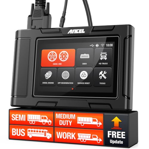 ANCEL HD3400 Pro Heavy Duty Truck Scanner with DPF Regen for Cummins, Paccar, Caterpillar, Detroit, Volvo, Mack and International, Full-System Diesel Scan Tool for 6/9-Pin HDOBD & OBD2 Vehicles