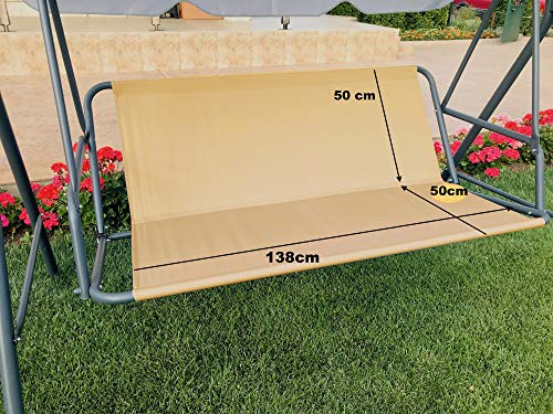 Housse de rechange pour balancelle de jardin, hamac de jardin, chaise de jardin, housse de banc - 138 cm x 50 cm x 50 cm - Beige