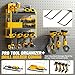 Ferreteriai Power Tool Organizer Wall Mount with Extra Drill Holder, Yellow & Black Garage Storage Combo with Battery Storage, 4 Drill Slots Total, Heavy Duty Steel Tool Rack for Workshop Garage