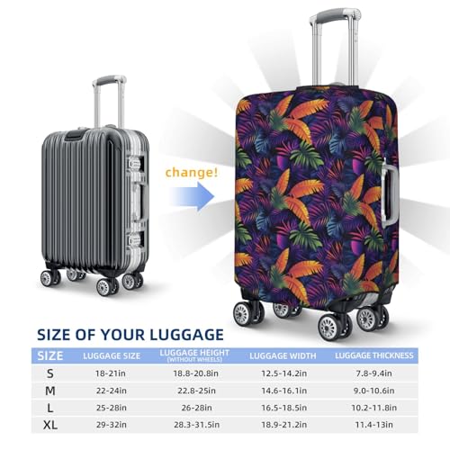 Colorful Tropical Leaves Elastic Travel Luggage Covers Dustproof Scratch-Resistant Suitcase Protector Fit 22-24 Inch4