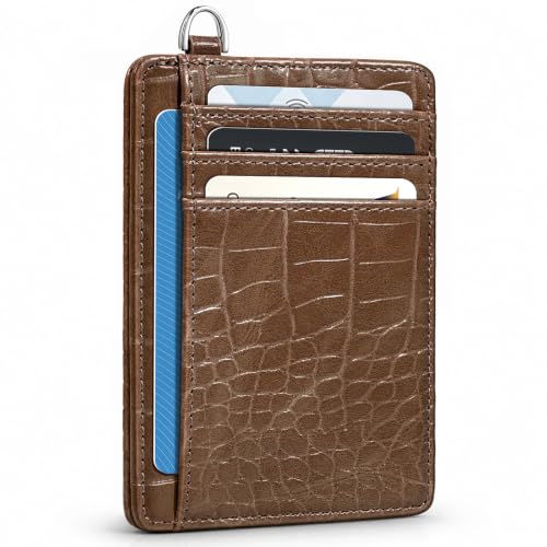 Image of Coco Rossi Crocodile Wallet Women Slim Credit Card Holder with Keychain