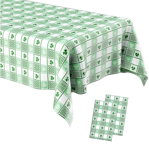 St Patricks Day Decorations St Patricks Day Tablecloth 2 PCS St Patricks Shamrock Tablecloth 54x108 Disposable Plastic St Patricks Day Table Cover Rectangle for Luck Irish Holiday Party