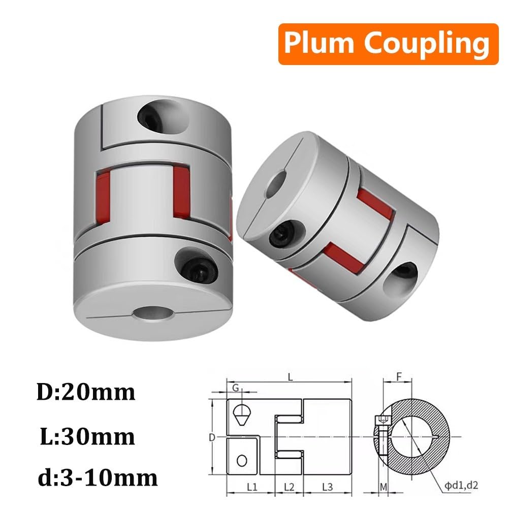 Acoplador de Dos mordazas D20L30, Eje Flexible Aluminio Tipo Ciruela, Conector Motor BW, Almohadilla Goma Maciza 3 mm a 10 Cheerfully(5x8mm)