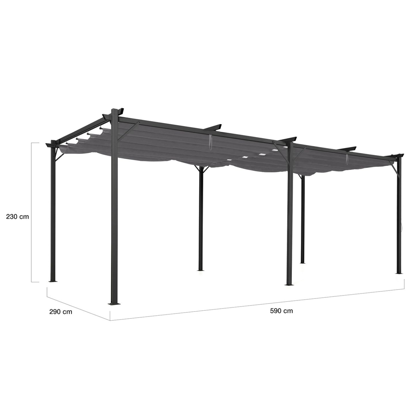 IDMarket - Pergola Toit rétractable 6 Pieds 3x6 M tonnelle Gris Anthracite