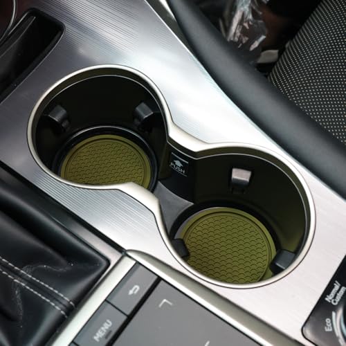 Image of SINGARO Car Cup Coaster, 4PCS Universal Non-Slip Cup Holders Embedded in Ornaments Coaster, Car Interior Accessories, Olive Green