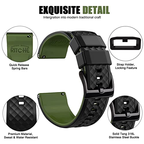 Ritche 22Mm Silicone Watch Band Compatible With Samsung Galaxy Watch 3 (45Mm) Quick Release Rubber Watch Bands For Men Women #TOP2