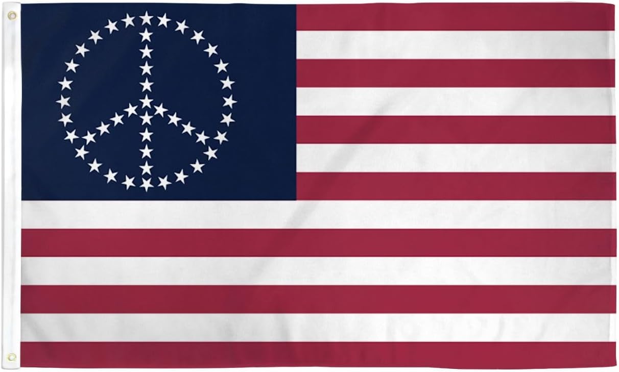 Peace USA (Leaf) Flag 3x5ft Poly - Mighty-Locked Stitching - Perfect for Indoor or Outdoor Flying!