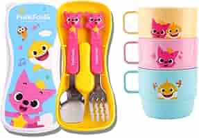 Amazon | Edison Pinkfong キッズスプーンフォーク3カップセット