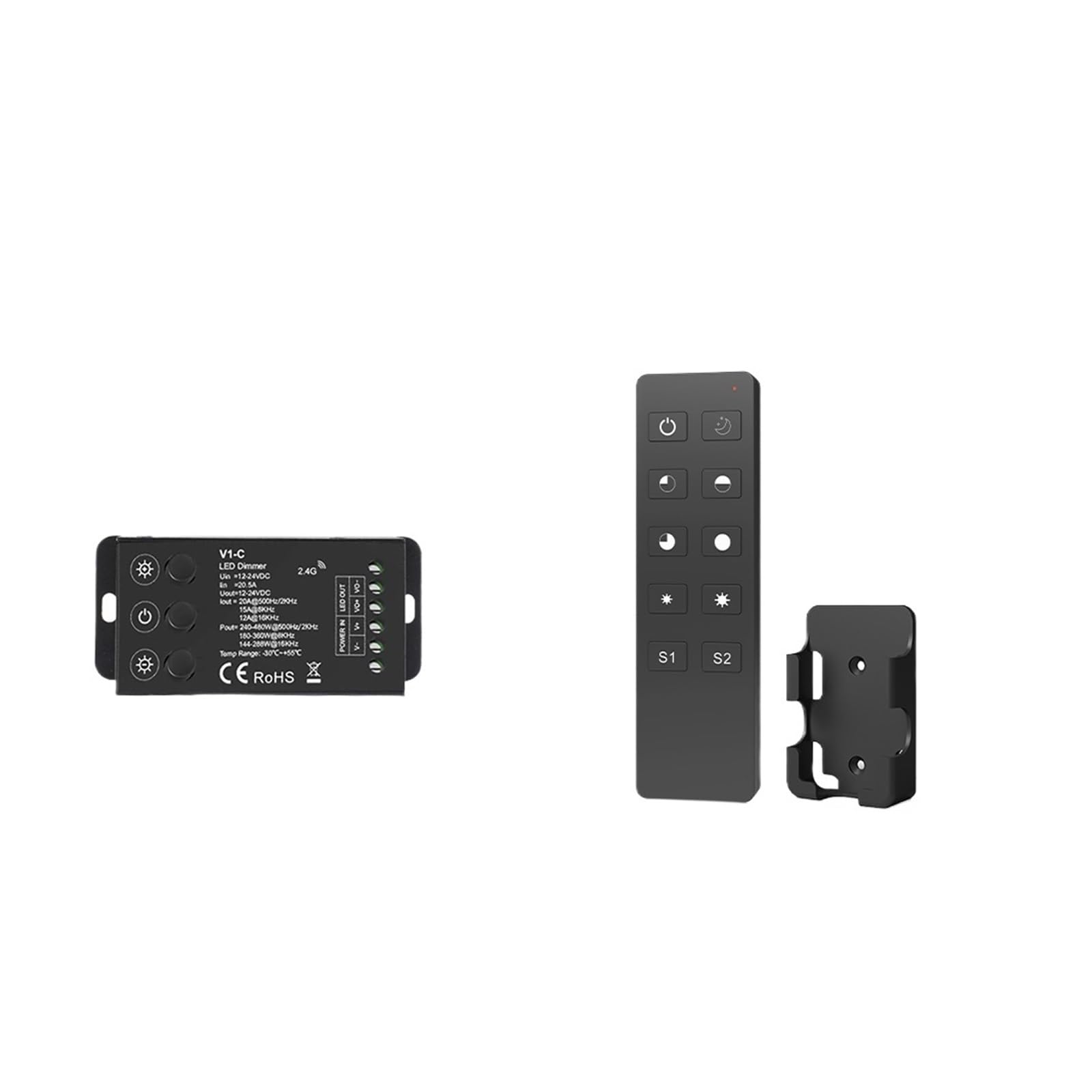 V1-C LED-Dimmer, 12 V, 24 V, PWM-Frequenz einstellbar, 2,4 G RF, Touch-Fernbedienung, einfarbige LED-Lichtleiste, 12-Volt-Dimmer(V1-C and R1 Set)