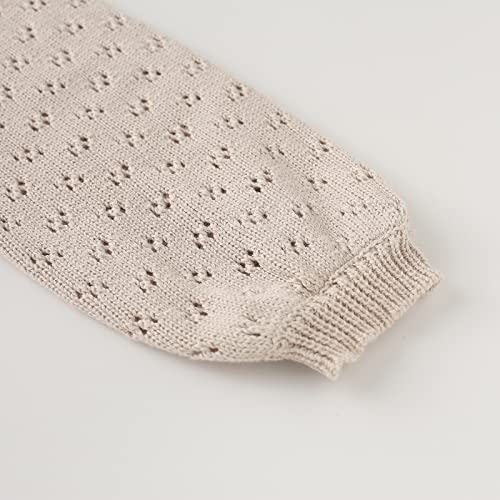 Baby Girls Lace Sweater Toddler Cotton Knit Pullovers Kids Crochet Ruffle Lantern Sleeve Blouses Jumper Tops4