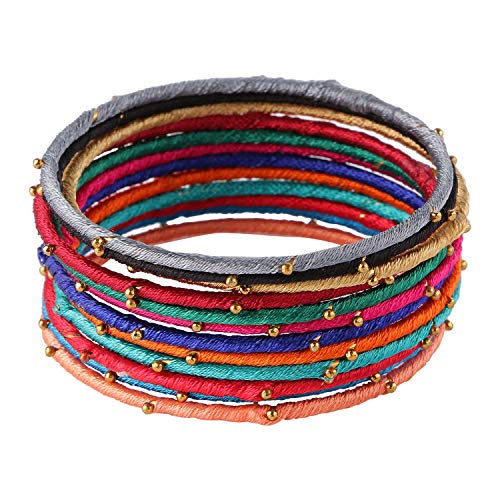 Image of Traditional Silk Thread Bangles Set for Women