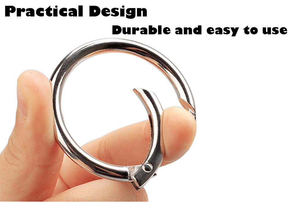 ZLYY Suitable for Women Crossbody Bag Silver O Spring Ring Fittings, 32mm x 42mm/1.26” x 1.65” (ID x OD) Handbag Buckle, 4Pcs 3