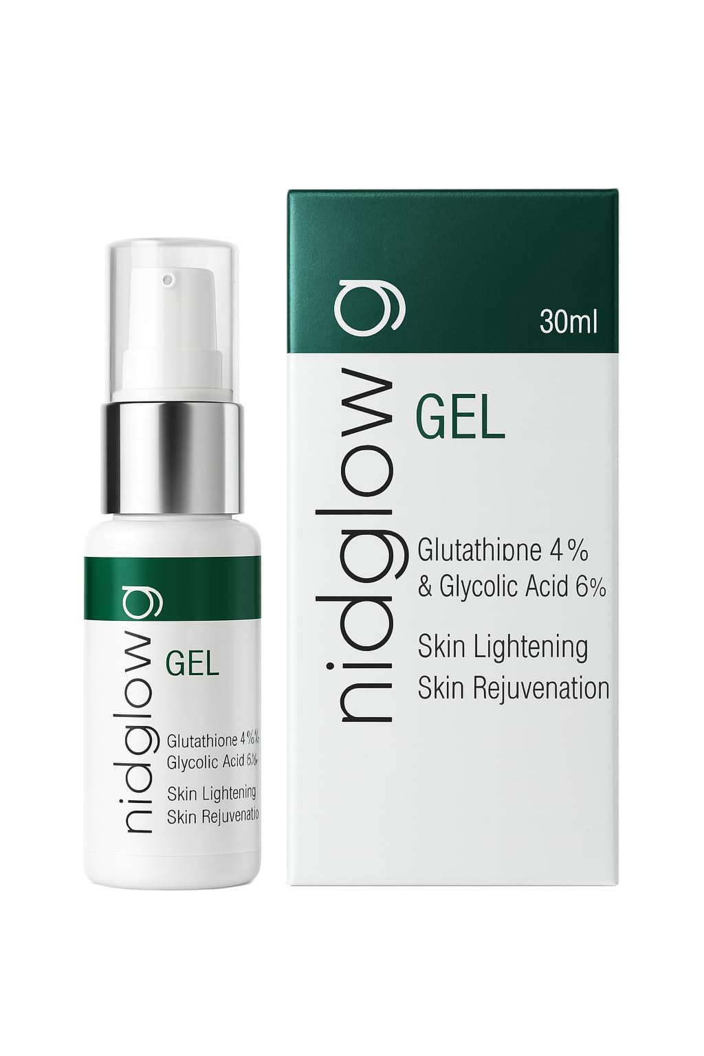 Nidglow g Gel with Glutathione 4% & Glycolic Acid 6%, Brightening & Exfoliating Skincare Solution for Dark Spots & Hyperpigmentation, 30ml