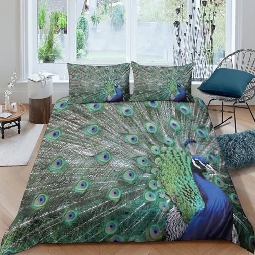 Housse de couette paon 140x200 cm en microfibre imprimée 3D