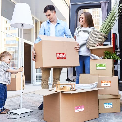 170 Home Moving Labels, 3.4 x 2 inches, 8-Color Coded Packing Box Stickers with Fragile and Blank Customizable Labels image 3
