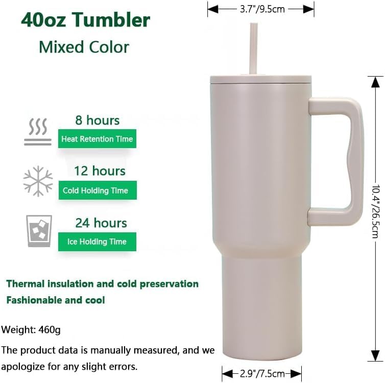 Image of SKDBPM Personalized Stainless Steel Tumbler with Handle, 1200ml Capacity, Black Insulated Travel Mug with Straw, Custom Name Design (Light Cream)
